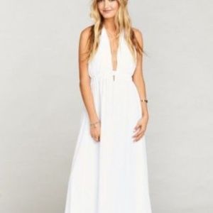 Show me your Mumu white halter maxi dress XS